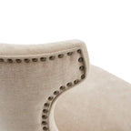 Tabouret de comptoir pivotant à 360° en tissu gris clair / beige / anthracite avec garniture cloutée – 1 place