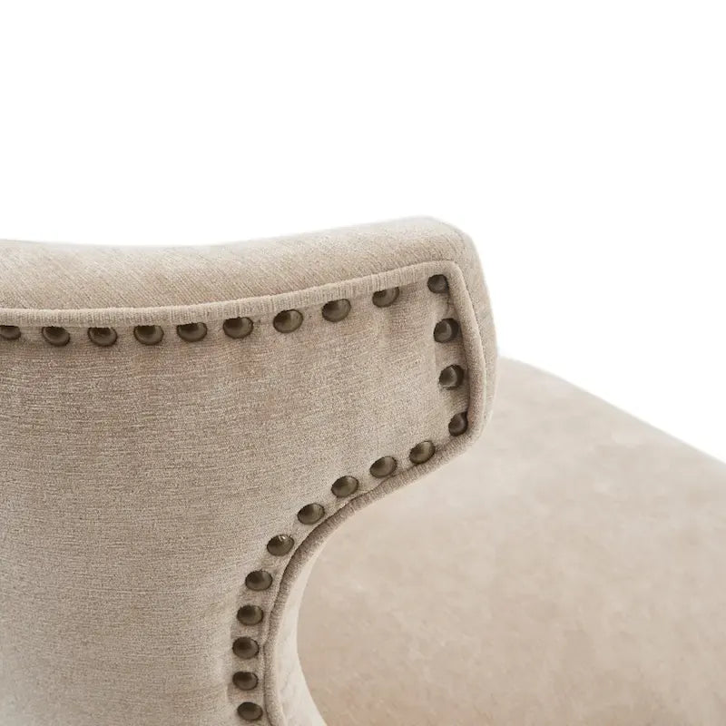 Tabouret de comptoir pivotant à 360° en tissu gris clair / beige / anthracite avec garniture cloutée – 1 place