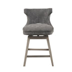 Tabouret de comptoir pivotant à 360° en tissu gris clair / beige / anthracite avec garniture cloutée – 1 place