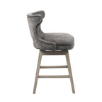 Tabouret de comptoir pivotant à 360° en tissu gris clair / beige / anthracite avec garniture cloutée – 1 place
