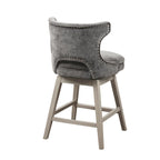 Tabouret de comptoir pivotant à 360° en tissu gris clair / beige / anthracite avec garniture cloutée – 1 place