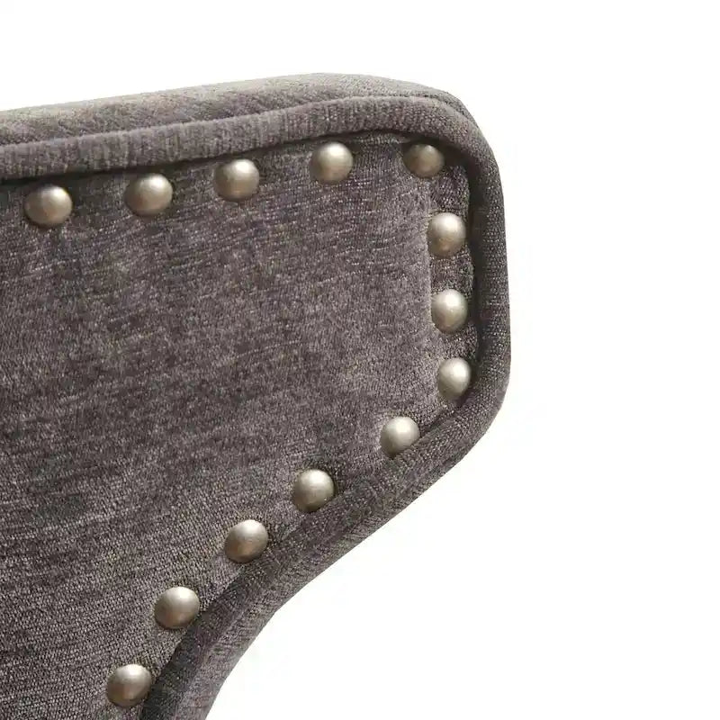 Tabouret de comptoir pivotant à 360° en tissu gris clair / beige / anthracite avec garniture cloutée – 1 place