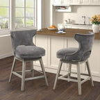 Tabouret de comptoir pivotant à 360° en tissu gris clair / beige / anthracite avec garniture cloutée – 1 place