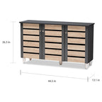 Meuble à chaussures 3 portes en bois à lattes Chêne et gris foncé – 14 paires