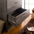 Commode de rangement jumbo 4 tiroirs style ferme marron / blanc / gris