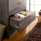 Commode de rangement jumbo 4 tiroirs style ferme marron / blanc / gris