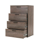 Commode de rangement jumbo 4 tiroirs style ferme marron / blanc / gris