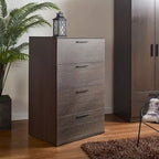 Commode de rangement jumbo 4 tiroirs style ferme marron / blanc / gris