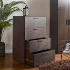 Commode de rangement jumbo 4 tiroirs style ferme marron / blanc / gris