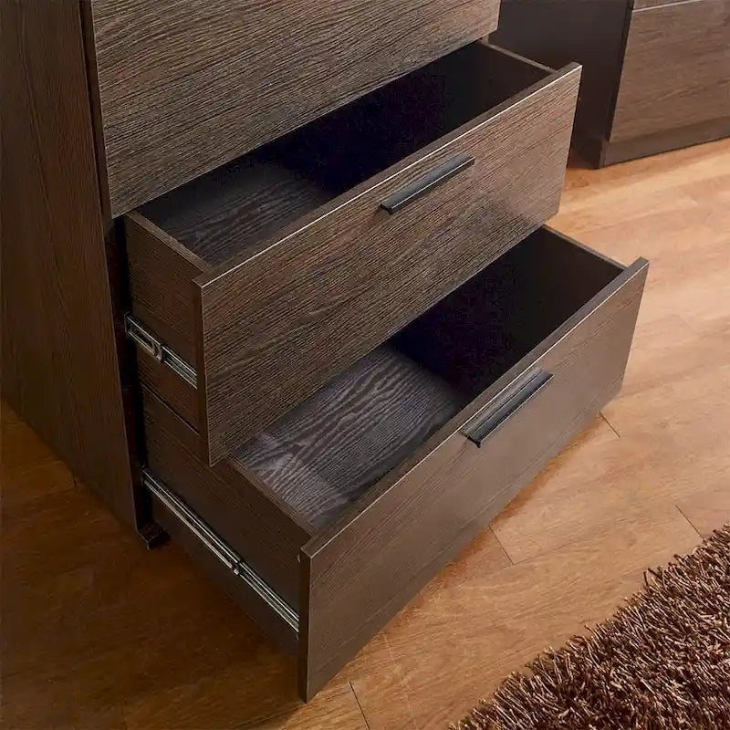 Commode de rangement jumbo 4 tiroirs style ferme marron / blanc / gris
