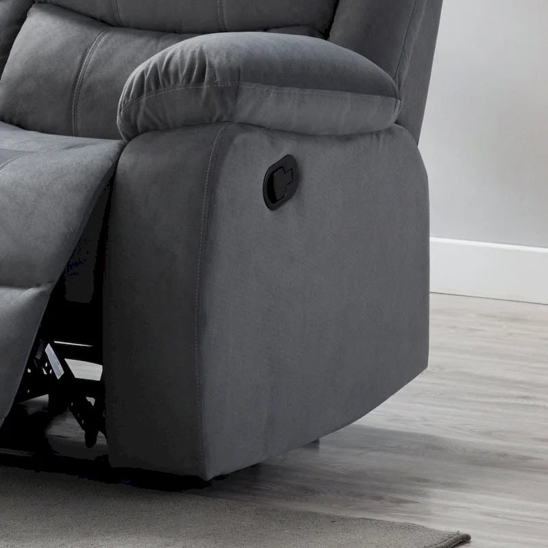 Canapé inclinable rembourré gris – 3 places avec double inclinaison