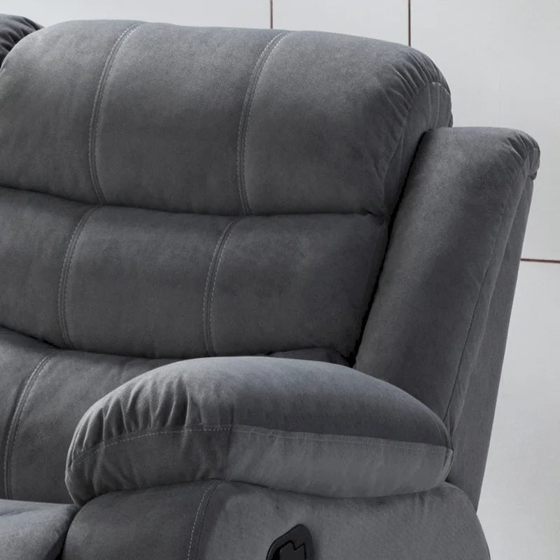 Canapé inclinable rembourré gris – 3 places avec double inclinaison
