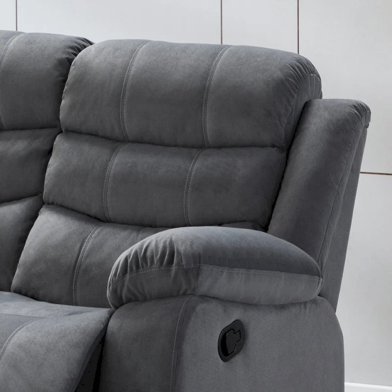 Canapé inclinable rembourré gris – 3 places avec double inclinaison