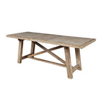 Table à manger extensible 8 places en acacia naturel vieilli avec piétement en X
