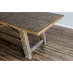 Table à manger extensible 8 places en acacia naturel vieilli avec piétement en X