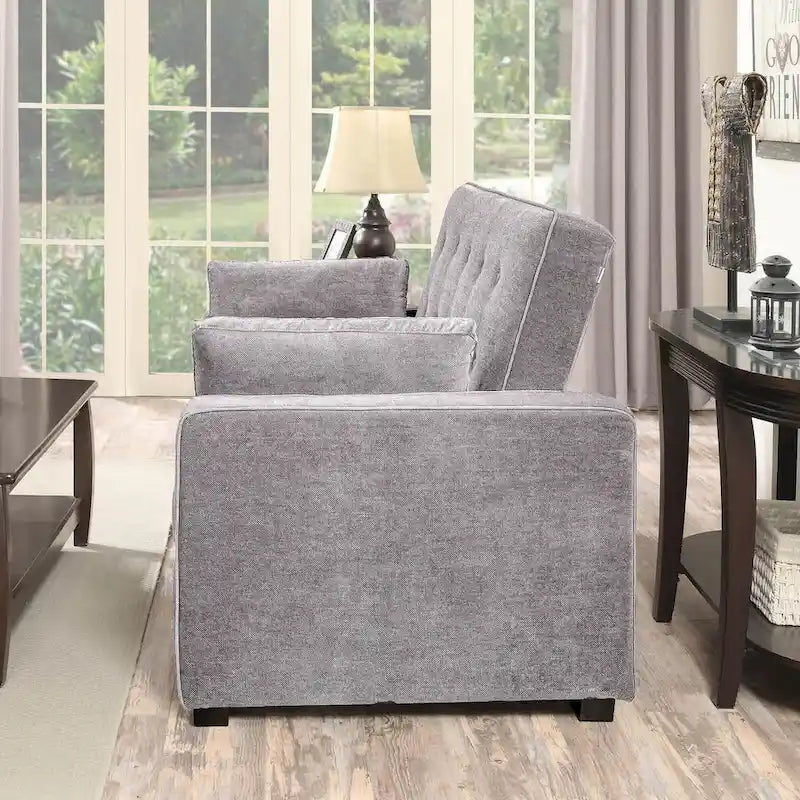 Causeuse futon convertible pleine grandeur grise – 2 places