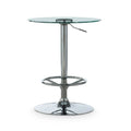 Table de bistrot ronde chromée à hauteur réglable avec plateau en verre – 2 places