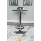 Table de bistrot ronde chromée à hauteur réglable avec plateau en verre – 2 places