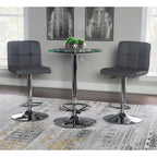 Table de bistrot ronde chromée à hauteur réglable avec plateau en verre – 2 places