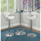 Table de bistrot ronde chromée à hauteur réglable avec plateau en verre – 2 places