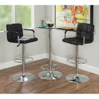 Table de bistrot ronde chromée à hauteur réglable avec plateau en verre – 2 places