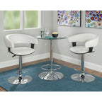 Table de bistrot ronde chromée à hauteur réglable avec plateau en verre – 2 places