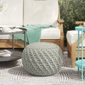 Pouf rond en tricot gris clair – Intérieur/extérieur, 1 place