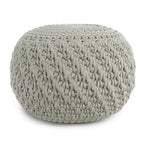 Pouf rond en tricot gris clair – Intérieur/extérieur, 1 place