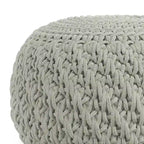 Pouf rond en tricot gris clair – Intérieur/extérieur, 1 place
