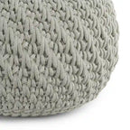 Pouf rond en tricot gris clair – Intérieur/extérieur, 1 place