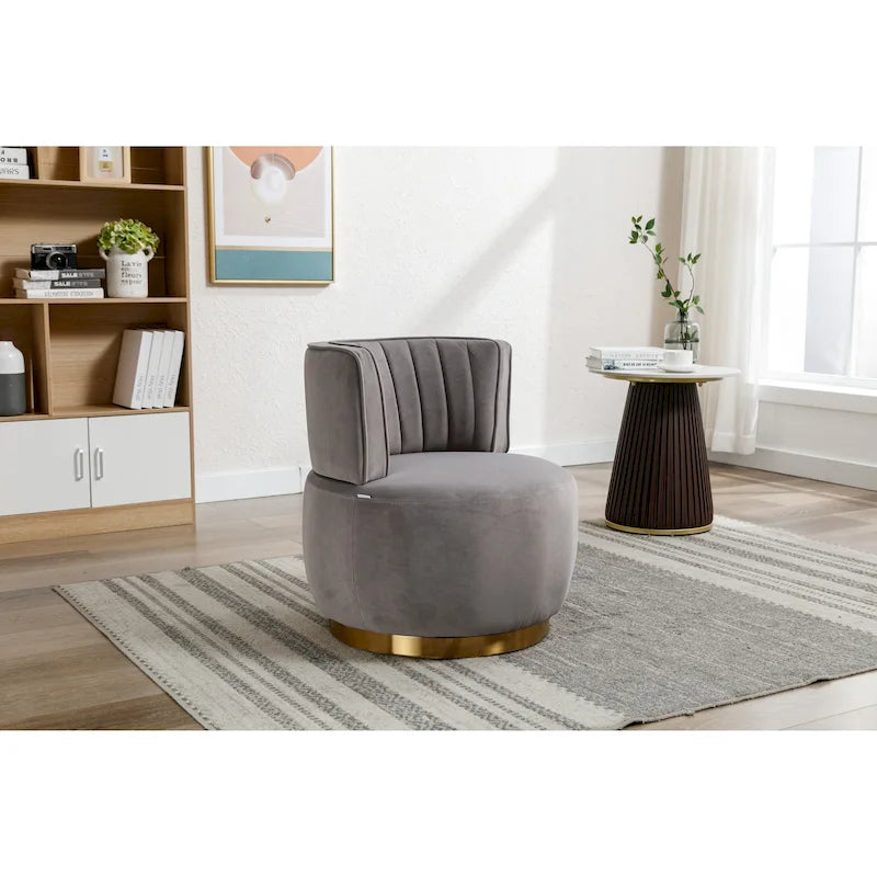 HOMEFUN Chaises rondes sans bras pivotantes à 360 degrés en velours
