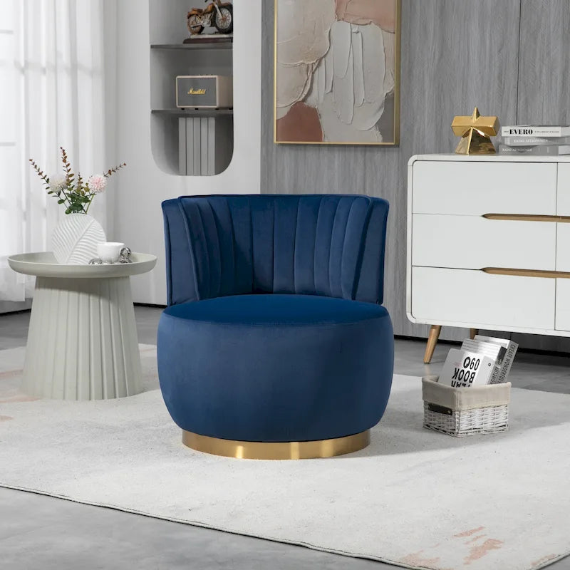 HOMEFUN Chaises rondes sans bras pivotantes à 360 degrés en velours
