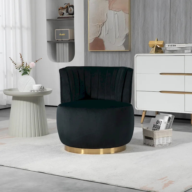 HOMEFUN Chaises rondes sans bras pivotantes à 360 degrés en velours