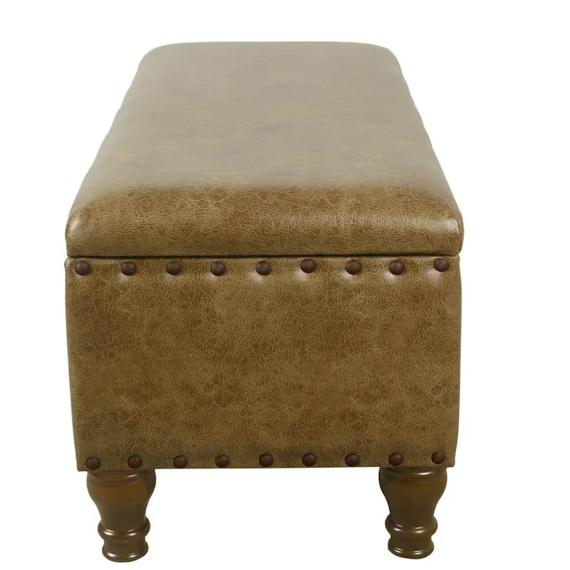 Banc de rangement en similicuir avec garniture cloutée – Plusieurs coloris