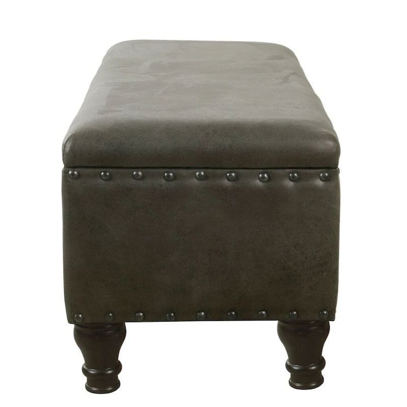 Banc de rangement en similicuir avec garniture cloutée – Plusieurs coloris