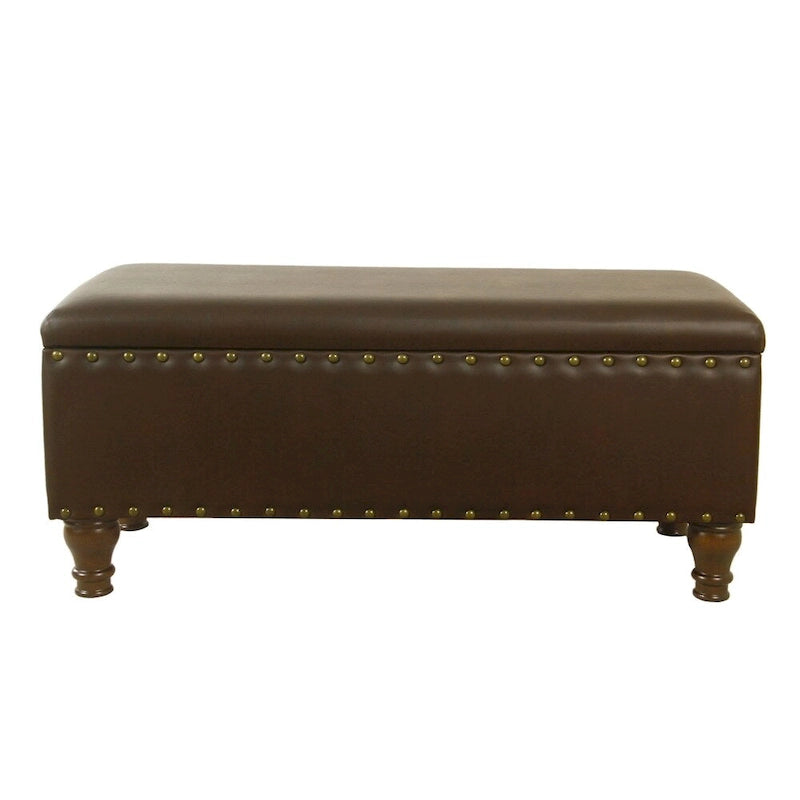 Banc de rangement en similicuir avec garniture cloutée – Plusieurs coloris