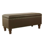 Banc de rangement en similicuir avec garniture cloutée – Plusieurs coloris