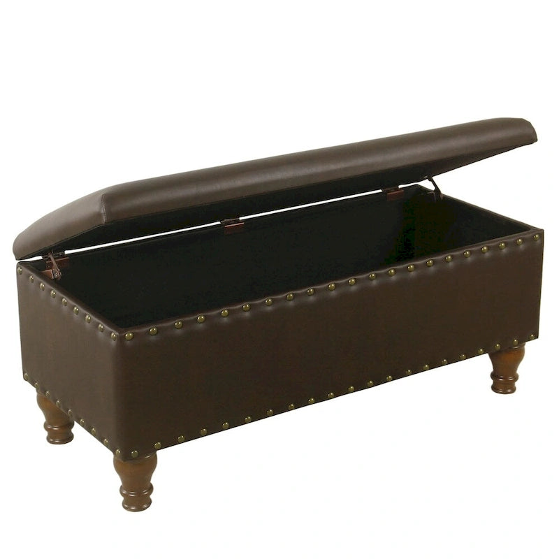 Banc de rangement en similicuir avec garniture cloutée – Plusieurs coloris
