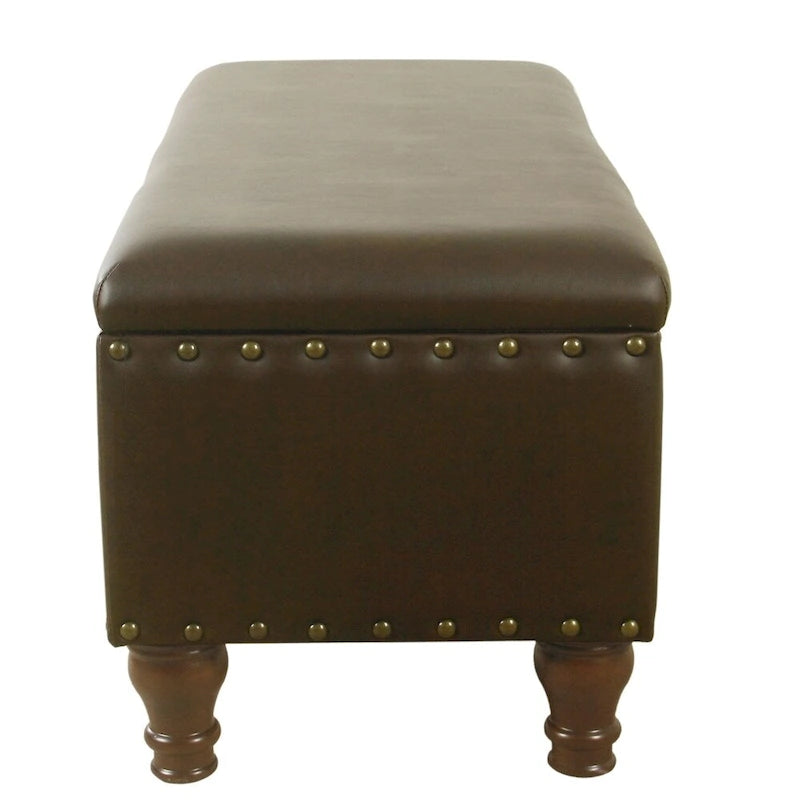 Banc de rangement en similicuir avec garniture cloutée – Plusieurs coloris