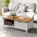 Table Basse Fermière avec Tiroir, Armoire et Étagère Ouverte – Plusieurs Couleurs
