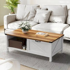 Table Basse Fermière avec Tiroir, Armoire et Étagère Ouverte – Plusieurs Couleurs