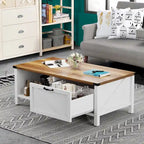 Table Basse Fermière avec Tiroir, Armoire et Étagère Ouverte – Plusieurs Couleurs