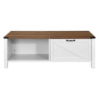 Table Basse Fermière avec Tiroir, Armoire et Étagère Ouverte – Plusieurs Couleurs