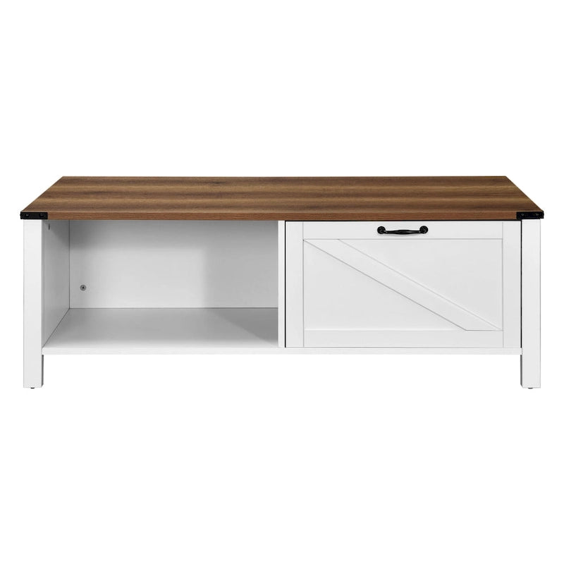 Table Basse Fermière avec Tiroir, Armoire et Étagère Ouverte – Plusieurs Couleurs