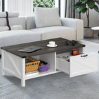 Table Basse Fermière avec Tiroir, Armoire et Étagère Ouverte – Plusieurs Couleurs