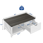 Table Basse Fermière avec Tiroir, Armoire et Étagère Ouverte – Plusieurs Couleurs