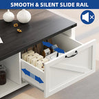 Table Basse Fermière avec Tiroir, Armoire et Étagère Ouverte – Plusieurs Couleurs