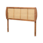 Tête de lit en frêne et noyer, rotin et hévéa, style Mid-Century – Grand lit / Très grand lit