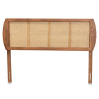 Tête de lit en frêne et noyer, rotin et hévéa, style Mid-Century – Grand lit / Très grand lit