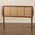 Tête de lit en frêne et noyer, rotin et hévéa, style Mid-Century – Grand lit / Très grand lit
